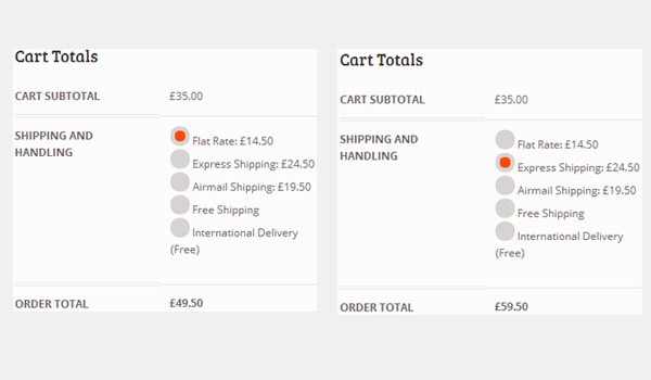 Front end view showing the new rates as above