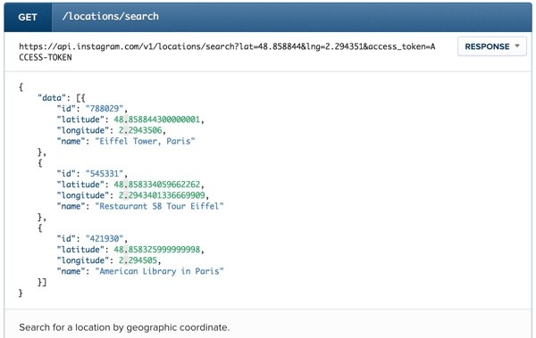 Instagram API Location Search 