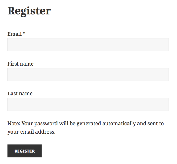 Custom new user registration form