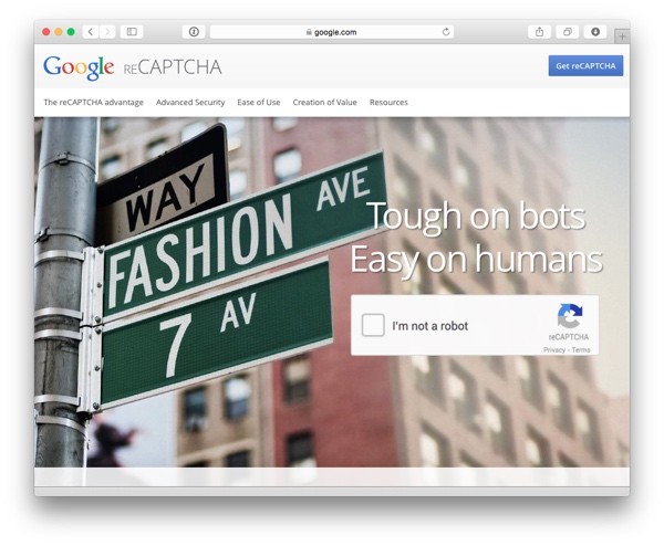 Google reCAPTCHA web site