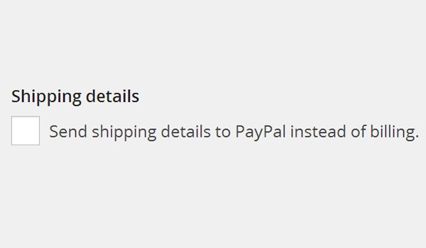 PayPal shipping details in WooCommerce settings