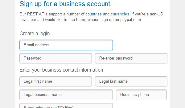 Sign up for a PayPal business account