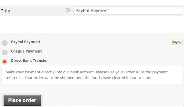 Modified PayPal Payment title