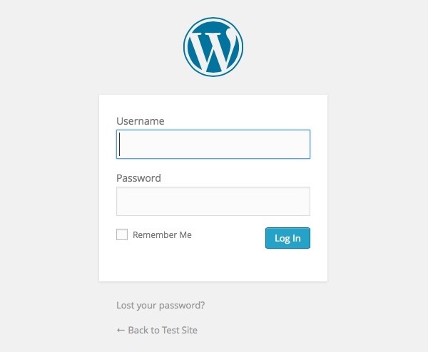 WordPress login screen