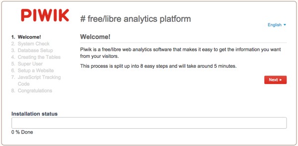 Piwik Installation Wizard Welcome