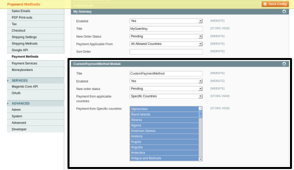 Back-End Payment Method Configuration