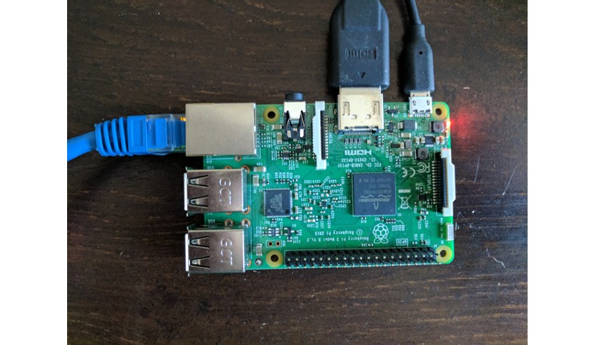 Raspberry Pi with minimum connections necessary to finish setup