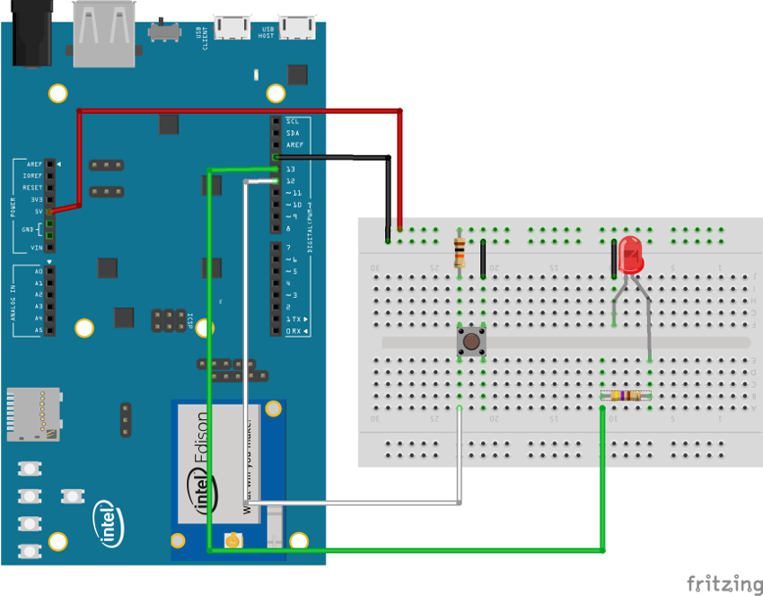 Wiring diagram for project using Intel Edison with Arduino breakout board