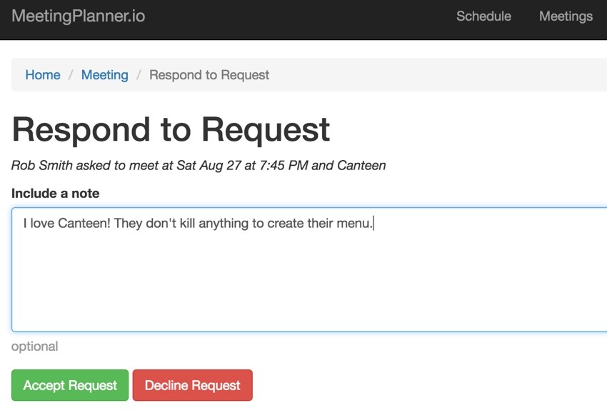 Build Your Startup Request Scheduling Changes - Respond to Request Form - Accept or Decline