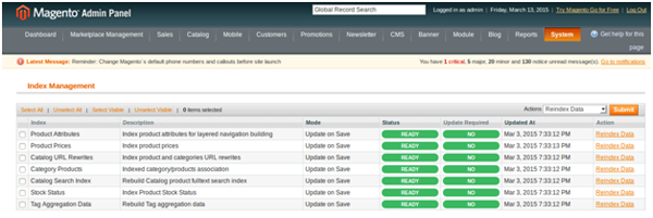 Reindexing Magento