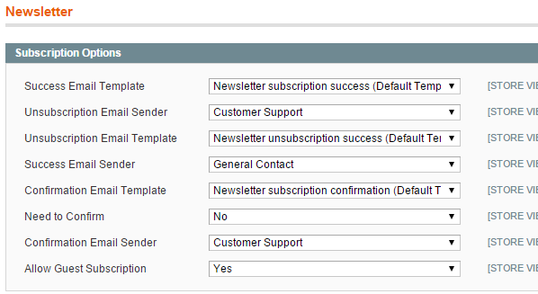 Newsletter Options