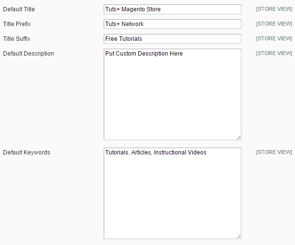 HTML Head Configurations