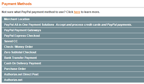 Payment Methods