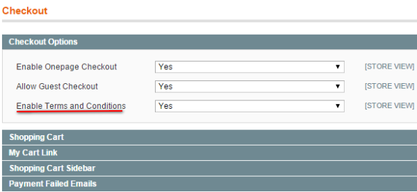 Enabling Terms at Checkout 