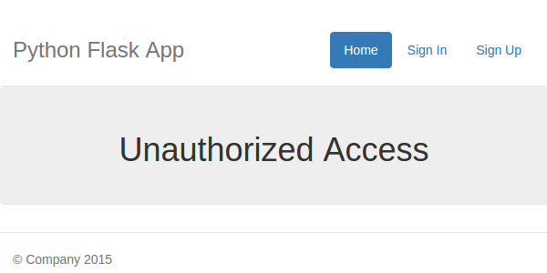 Unauthorized access error