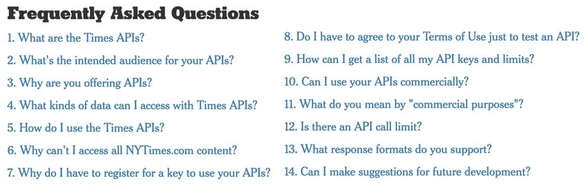 New York Times API - FAQ