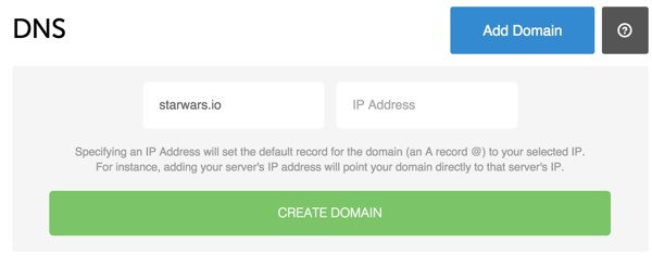 Digital Ocean DNS Web Console Create Domain