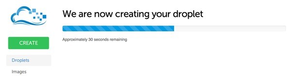 Digital Ocean Creating Your Droplet Progress Bar