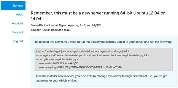 Server Pilot Installation Instructions