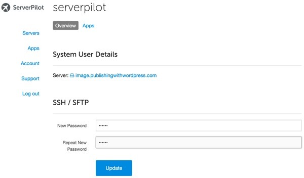 Server Pilot Set Password for SSH