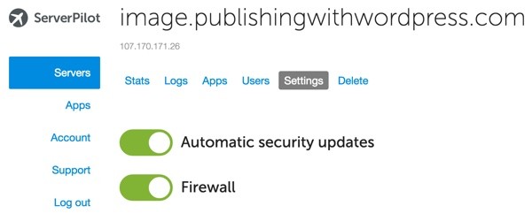Server Pilot Security Updates and Firewall Settings
