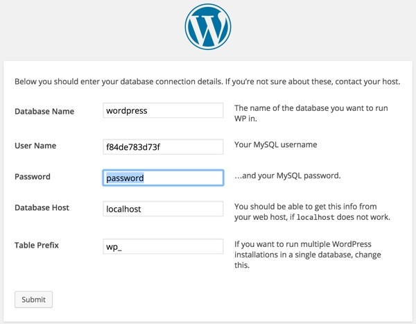 WordPress Database Connection Details