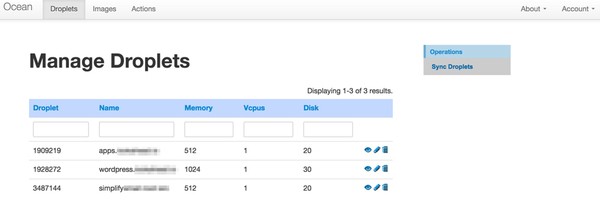 Digital Ocean API Console Manage Your Droplets