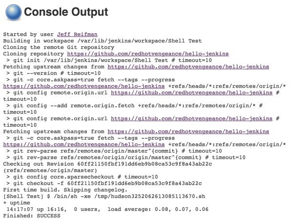 Jenkins Project Build Console Output