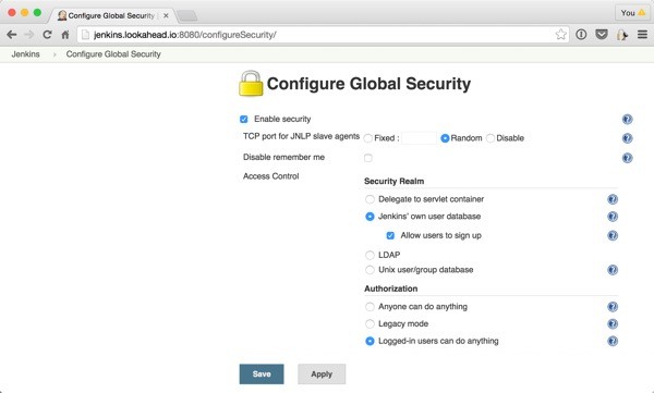 Jenkins Configure Global Security