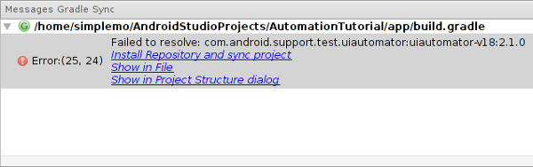 Error while syncing project