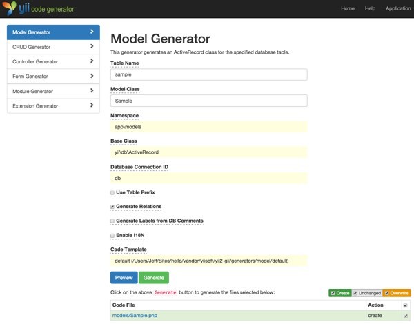 Validation Yiis Gii Model Generator