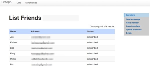 Open Source ListApp Membership List
