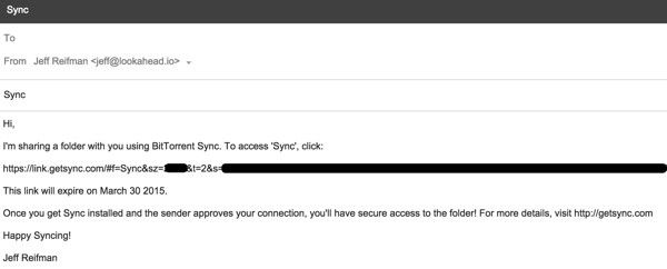 BitTorrent Sync Share via email