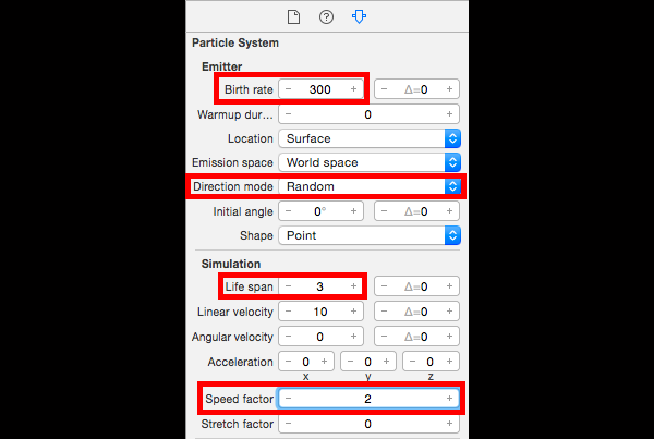 Particle system attributes 1