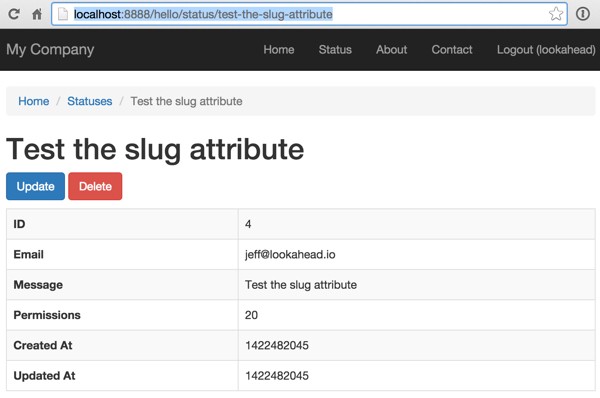 Accessing the Status page via a Slug