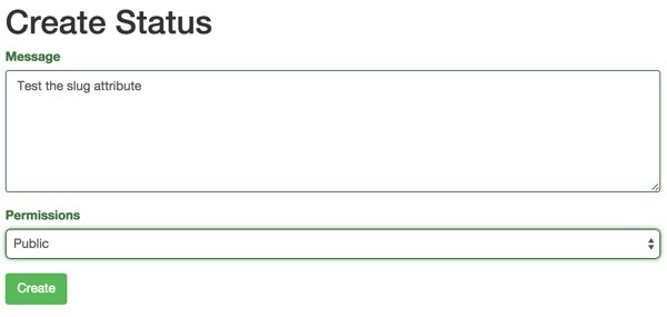 Create Status Test sluggable behavior