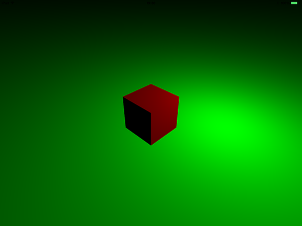 Red cube and green plane
