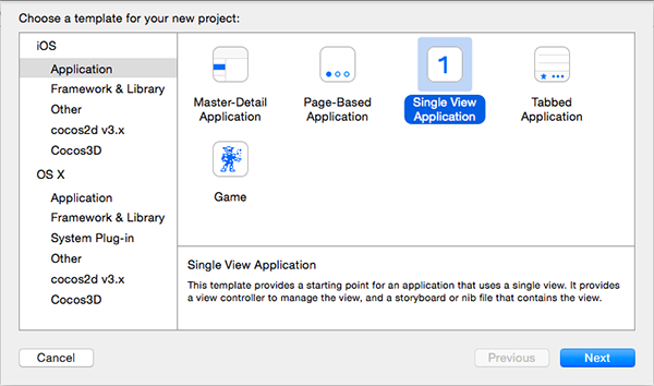 Choose application template