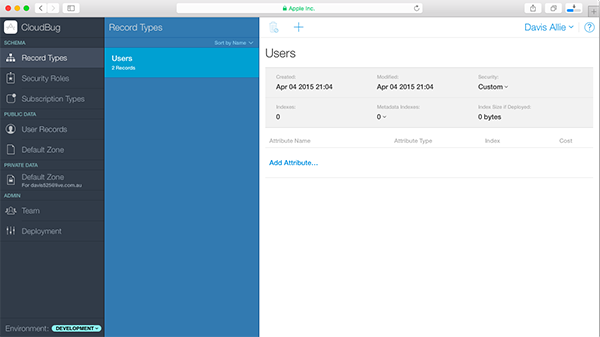 Opening the CloudKit Dashboard