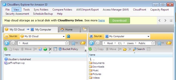 CloudBerry Explorer S3 Configured