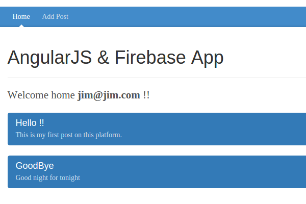 Welcome page with Post from Firebase