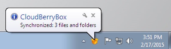 CloudBerry Box Start Bar Menu Status