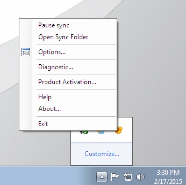 CloudBerry Box Start Bar Menu