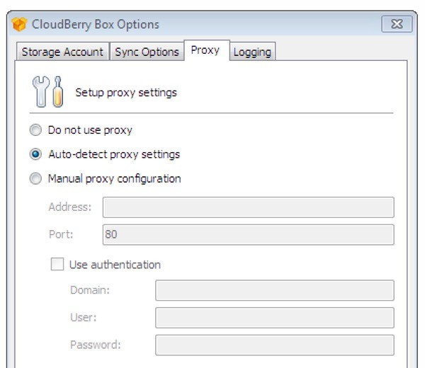 CloudBerry Box Use a Proxy for added security