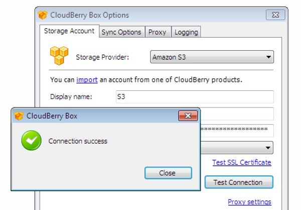CloudBerry Box Test Your Connection