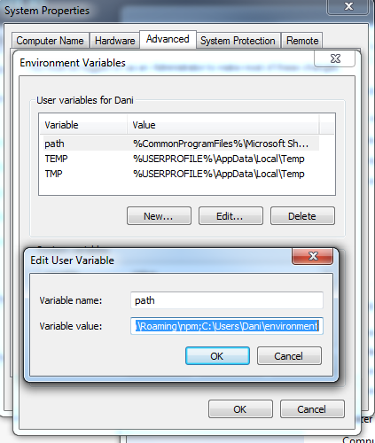 Editing path on Windows