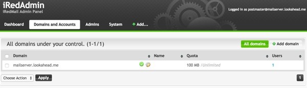 iRedMail Administration Domains