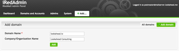 iRedMail iRedAdmin Add Domain Name