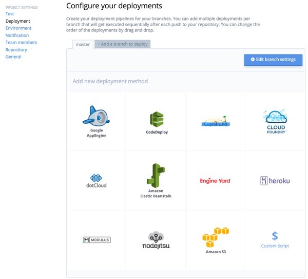 Codeship Configure Your Deployments