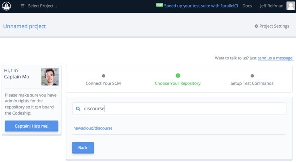 Codeship Add your SCM Project - Discourse